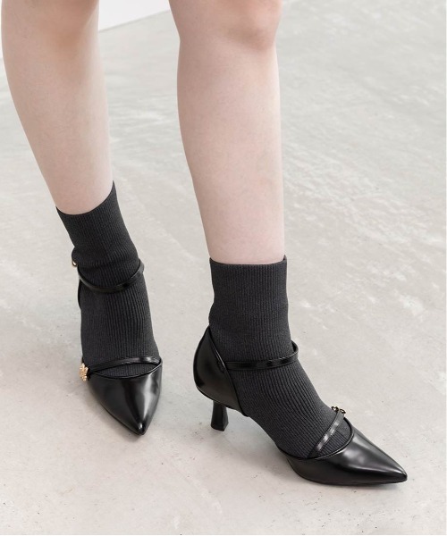 RANDA（ランダ）の「パンプスライクニットドッキングブーツ（ブーツ・レディース・グレー/ブラック/グレイッシュベージュ・M/L/LL/S）」の18枚目の写真