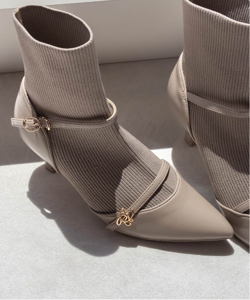 RANDA（ランダ）の「パンプスライクニットドッキングブーツ（ブーツ・レディース・グレー/ブラック/グレイッシュベージュ・M/L/LL/S）」の22枚目の写真
