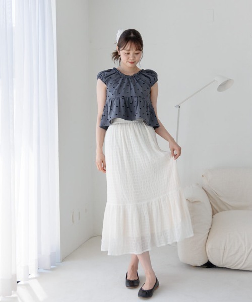 flower(フラワー)の「デイリーシアースカート(スカート・レディース・ブラック/ホワイト・FREE)」の20枚目の写真