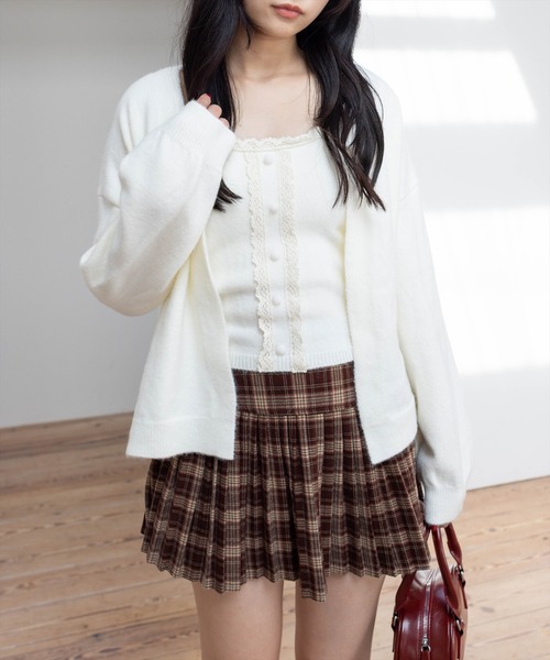 STAY MOTION（ステイモーション）の「【WEB限定】インパン付きチェック柄プリーツミニスカート[レトロ ガーリー ショート丈 インパン付き]（スカート・レディース・ブラウン/ブラック・S/M）」の4枚目の写真