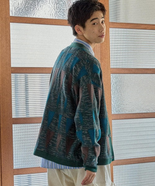 セール】ジオメ柄ニットVネックカーディガン（カーディガン/ボレロ
