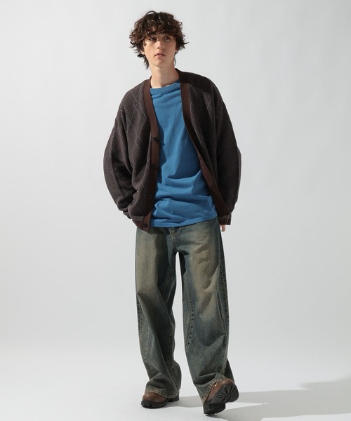 niko and...（ニコアンド）の「ジオメ柄ニットVネックカーディガン（カーディガン/ボレロ・メンズ・ダークブラウン/ネイビー/ブラック/グリーン・MEDIUM/LARGE）」の11枚目の写真