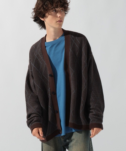 niko and...（ニコアンド）の「ジオメ柄ニットVネックカーディガン（カーディガン/ボレロ・メンズ・ダークブラウン/ネイビー/ブラック/グリーン・MEDIUM/LARGE）」の12枚目の写真