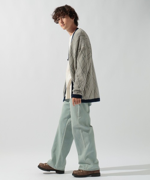 niko and...（ニコアンド）の「ジオメ柄ニットVネックカーディガン（カーディガン/ボレロ・メンズ・ダークブラウン/ネイビー/ブラック/グリーン・MEDIUM/LARGE）」の8枚目の写真