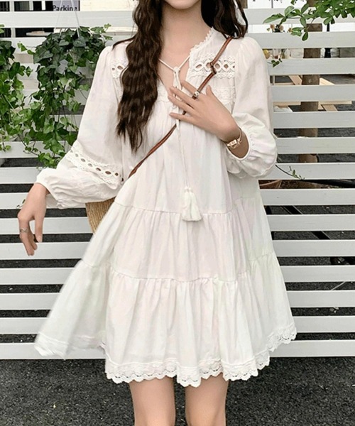 GEMEDA(ジェメダ)の「レースヨークティアードミニワンピース(ワンピース・レディース・ホワイト・M)」の10枚目の写真