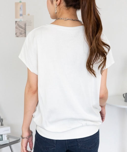 RCD(アールシーディー)の「コットンフライスVネックフレンチTシャツ(Tシャツ/カットソー・レディース・ピンクベージュ/ブラック/オフホワイト・LL~3L/M-L)」の18枚目の写真