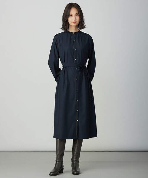 J.PRESS(ジェイプレス)の「ギャバストレッチ ワンピース(シャツワンピース・レディース・ダークブラウン系/ライトグレー系/ネイビー系・11/9)」の7枚目の写真