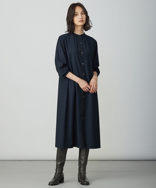 J.PRESS(ジェイプレス)の「ギャバストレッチ ワンピース(シャツワンピース・レディース・ダークブラウン系/ライトグレー系/ネイビー系・11/9)」の8枚目の写真