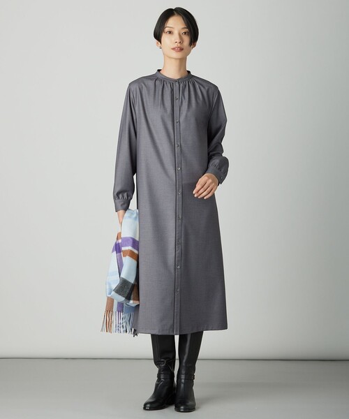 J.PRESS(ジェイプレス)の「ギャバストレッチ ワンピース(シャツワンピース・レディース・ダークブラウン系/ライトグレー系/ネイビー系・11/9)」の10枚目の写真