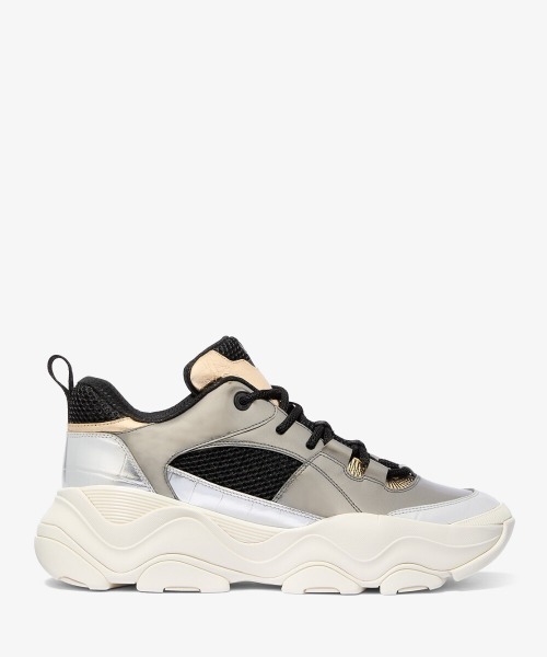 MICHAEL KORS / ATRAS/カラーブロックメタリックレザーストレッチニットスニーカー/US9/42F4ATFS4D セール】ATLAS カラーブロック メタリックレザー ストレッチニット