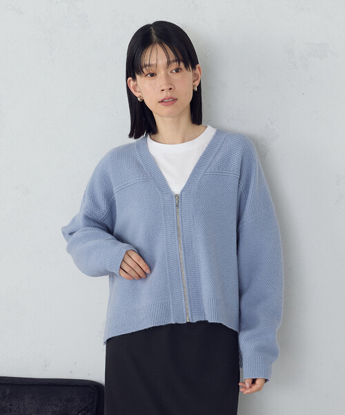 COMME CA ISM（コムサイズム）の「地柄　ジップカーディガン（カーディガン/ボレロ・レディース・ブルー/チャコール/アイボリー・FREE）」の20枚目の写真