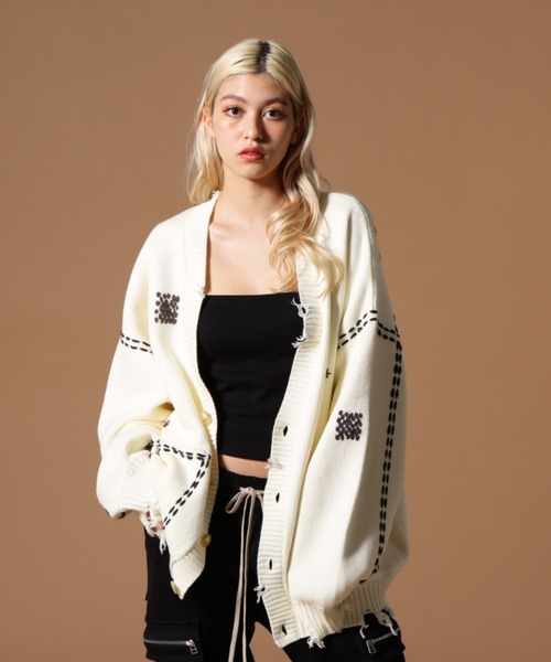 DANKE SCHON（ダンケシェーン）の「DankeSchon/ダンケシェーン/HAND STITCH KNIT CARDIGAN（カーディガン/ボレロ・レディース・ブラック/ホワイト・M/L/S）」の15枚目の写真