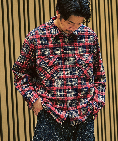 417 EDIFICE（フォーワンセブンエディフィス）の「ブークレチェック C.P.Oシャツ（シャツ/ブラウス・メンズ・ブラック/グリーン/レッド/ピンク・MEDIUM/LARGE）」の4枚目の写真