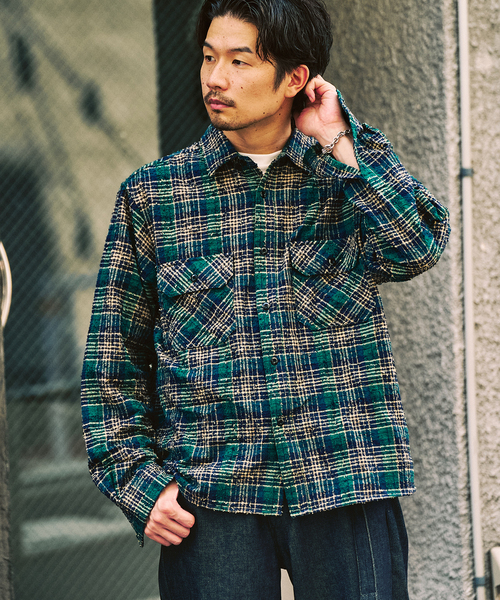 417 EDIFICE（フォーワンセブンエディフィス）の「ブークレチェック C.P.Oシャツ（シャツ/ブラウス・メンズ・ブラック/グリーン/レッド/ピンク・MEDIUM/LARGE）」の2枚目の写真