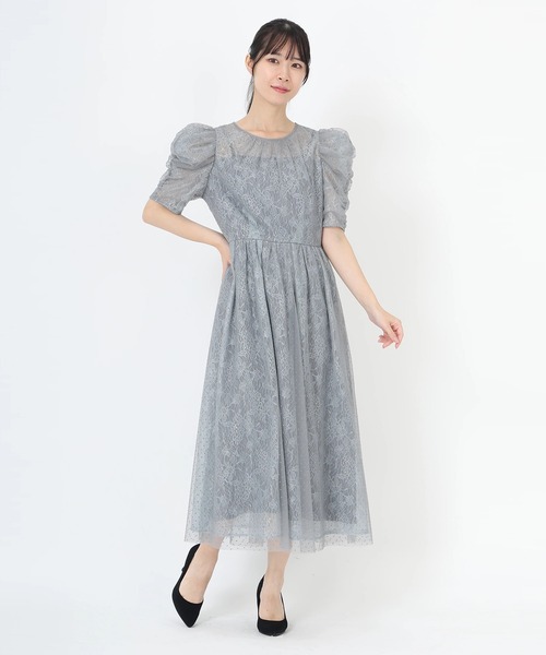 STRAWBERRY-FIELDS(ストロベリーフィールズ)の「ドットパルフェ_ドットチュールレイヤードドレス(ドレス・レディース・グレイッシュブルー/ブラック・2)」の4枚目の写真