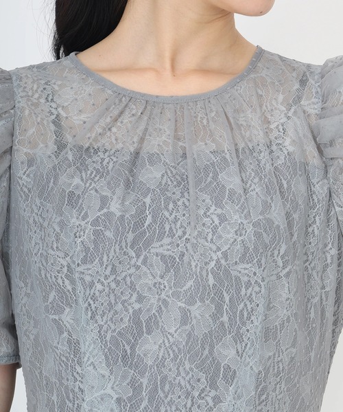 STRAWBERRY-FIELDS(ストロベリーフィールズ)の「ドットパルフェ_ドットチュールレイヤードドレス(ドレス・レディース・グレイッシュブルー/ブラック・2)」の7枚目の写真