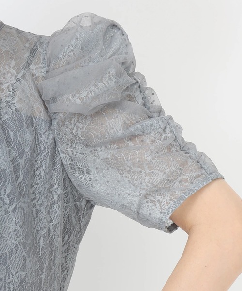 STRAWBERRY-FIELDS(ストロベリーフィールズ)の「ドットパルフェ_ドットチュールレイヤードドレス(ドレス・レディース・グレイッシュブルー/ブラック・2)」の9枚目の写真