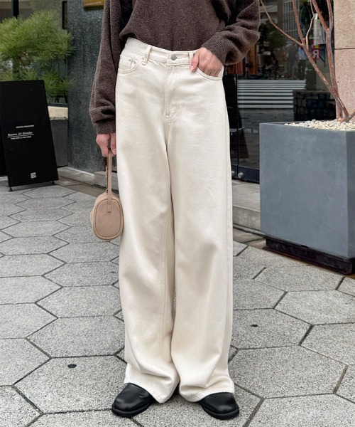LE MORE(リモア)の「ルーズカラーデニム(デニムパンツ・レディース・ブラウン/アイボリー・FREE)」の18枚目の写真