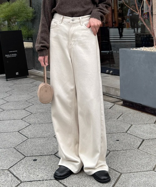 LE MORE(リモア)の「ルーズカラーデニム(デニムパンツ・レディース・ブラウン/アイボリー・FREE)」の19枚目の写真