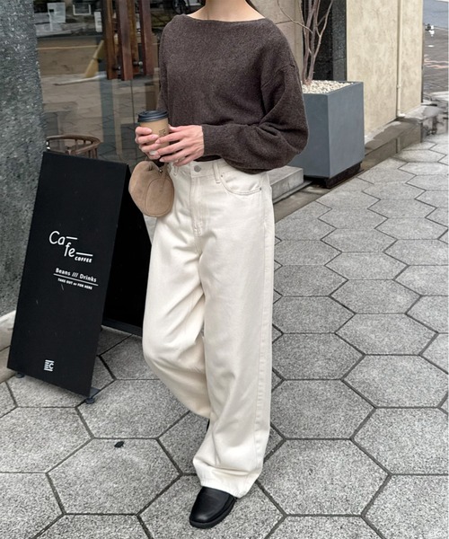 LE MORE(リモア)の「ルーズカラーデニム(デニムパンツ・レディース・ブラウン/アイボリー・FREE)」の22枚目の写真
