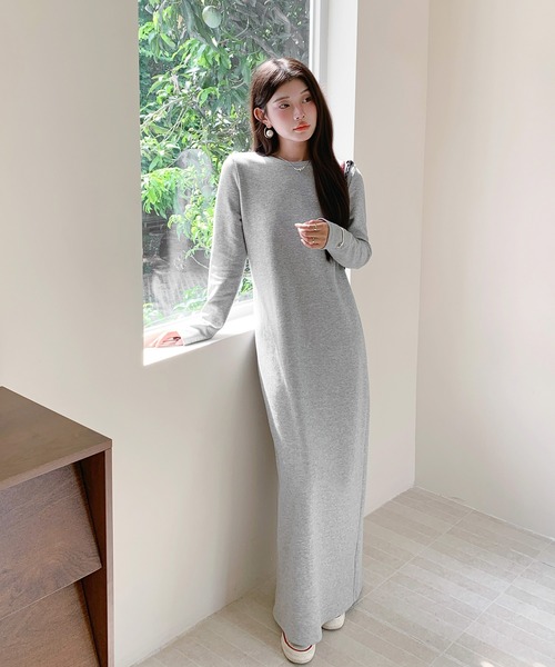 by LEGNA（バイレグナ）の「【選べる着丈】ベーシックマキシワンピース（ワンピース・レディース・グレイッシュベージュ/ブラック/杢グレー/カーキブラウン/ボルドー/ブラウン/チャコール/ベージュ系/ライトグレー系/ブラック系/グレー系/ネイビー系・L-Long/M-Long/L-Regular/M-Regular/L-Short/M-Short）」の18枚目の写真