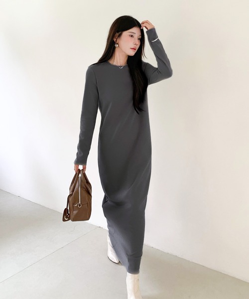 by LEGNA（バイレグナ）の「【選べる着丈】ベーシックマキシワンピース（ワンピース・レディース・グレイッシュベージュ/ブラック/杢グレー/カーキブラウン/ボルドー/ブラウン/チャコール/ベージュ系/ライトグレー系/ブラック系/グレー系/ネイビー系・L-Long/M-Long/L-Regular/M-Regular/L-Short/M-Short）」の20枚目の写真