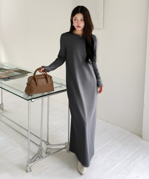 by LEGNA（バイレグナ）の「【選べる着丈】ベーシックマキシワンピース（ワンピース・レディース・グレイッシュベージュ/ブラック/杢グレー/カーキブラウン/ボルドー/ブラウン/チャコール/ベージュ系/ライトグレー系/ブラック系/グレー系/ネイビー系・L-Long/M-Long/L-Regular/M-Regular/L-Short/M-Short）」の21枚目の写真