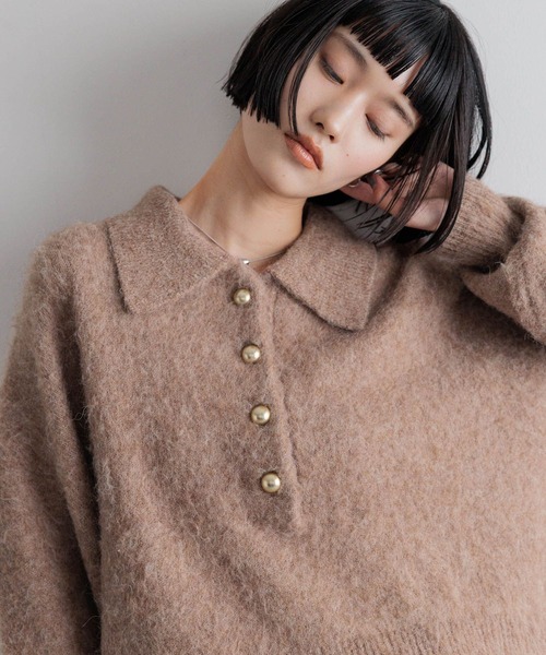 LOWRYS FARM（ローリーズファーム）の「ポロニットプルオーバーＬＳ　596335（ニット/セーター・レディース・ブラウン/グレー/アイボリー/ピンク・FREE）」の19枚目の写真