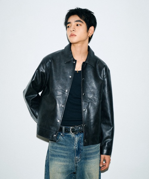 フェンシングスタイルのブラックレザージャケット レザージャケット（その他アウター）｜Elanque（エランク）の