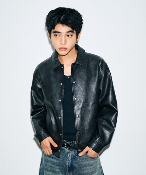 elanque エランク　レザージャケット セール】short length coach jacket / ショートレングスコーチ