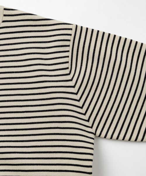 スウェットライク ボーダー クルーネックニット（ニット/セーター