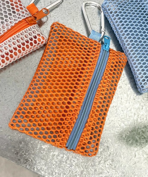 WEGO（ウィゴー）の「WEGO/メッシュ配色ポーチ（ポーチ・レディース・オレンジ/ライトパープル/サックスブルー/ライトグレー・FREE）」の4枚目の写真