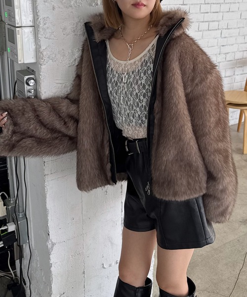 PAGEBOY(ページボーイ)の「ZIPUPキャットファーブルゾン(ブルゾン・レディース・ブラウン系その他/グレー/モカ・FREE)」の10枚目の写真