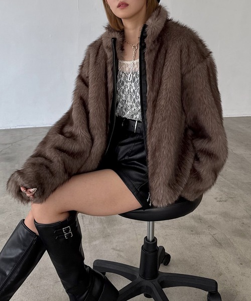 PAGEBOY(ページボーイ)の「ZIPUPキャットファーブルゾン(ブルゾン・レディース・ブラウン系その他/グレー/モカ・FREE)」の9枚目の写真