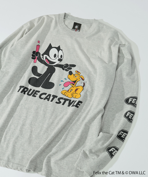 THE FELiX(フェリクス)の「フィリックス・ザ・キャット × relume プリント ロング Tシャツ(Tシャツ/カットソー・メンズ・ホワイト/ブラック/チャコールグレー・MEDIUM/LARGE)」の10枚目の写真