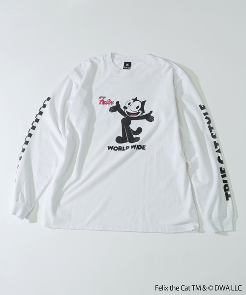 THE FELiX(フェリクス)の「フィリックス・ザ・キャット × relume プリント ロング Tシャツ(Tシャツ/カットソー・メンズ・ホワイト/ブラック/チャコールグレー・MEDIUM/LARGE)」の6枚目の写真