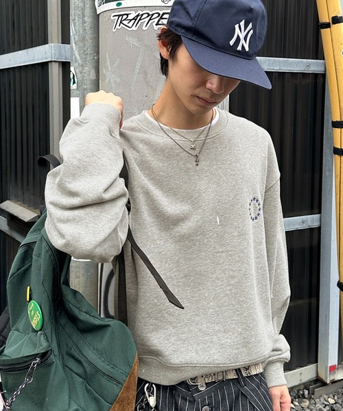 kutir(クティール)の「URAGE CREWNECK CROPPED PAINT SWEAT/裏毛クルーネッククロップドペイントスウェット(スウェット・メンズ・ブラック/杢グレー/ネイビー・LARGE/MEDIUM)」の1枚目の写真
