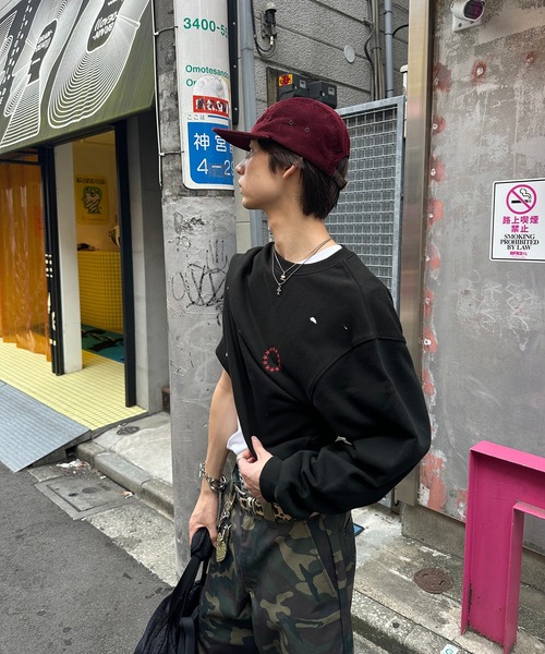 kutir(クティール)の「URAGE CREWNECK CROPPED PAINT SWEAT/裏毛クルーネッククロップドペイントスウェット(スウェット・メンズ・ブラック/杢グレー/ネイビー・LARGE/MEDIUM)」の8枚目の写真
