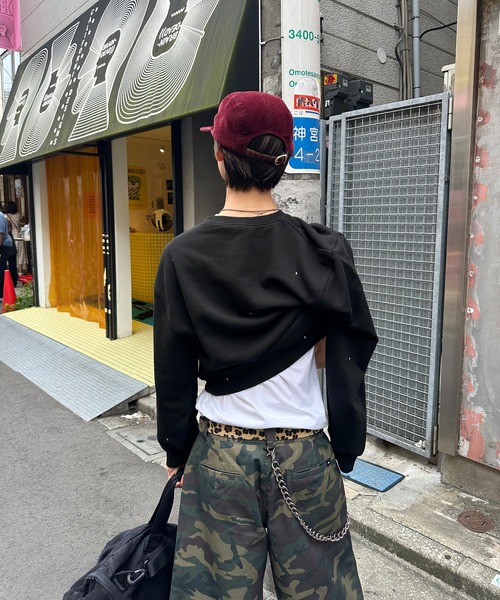 kutir(クティール)の「URAGE CREWNECK CROPPED PAINT SWEAT/裏毛クルーネッククロップドペイントスウェット(スウェット・メンズ・ブラック/杢グレー/ネイビー・LARGE/MEDIUM)」の9枚目の写真