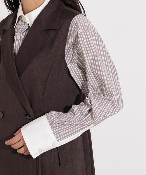 N.(N. Natural Beauty Basic)(エヌエヌナチュラルビューティーベーシック)の「【PS/低身長サイズ】サイドプリーツテーラージャンスカ(ワンピース・レディース・ダークブラウン/ベージュ・MEDIUM/P/S)」の10枚目の写真