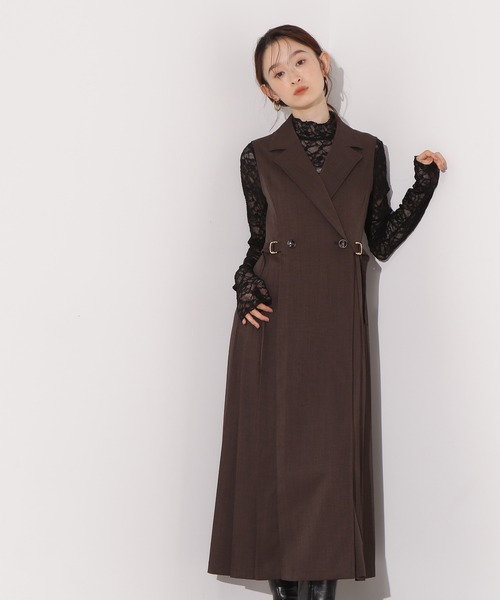 N.(N. Natural Beauty Basic)(エヌエヌナチュラルビューティーベーシック)の「【PS/低身長サイズ】サイドプリーツテーラージャンスカ(ワンピース・レディース・ダークブラウン/ベージュ・MEDIUM/P/S)」の21枚目の写真