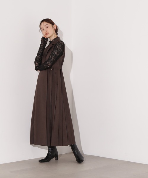 N.(N. Natural Beauty Basic)(エヌエヌナチュラルビューティーベーシック)の「【PS/低身長サイズ】サイドプリーツテーラージャンスカ(ワンピース・レディース・ダークブラウン/ベージュ・MEDIUM/P/S)」の22枚目の写真