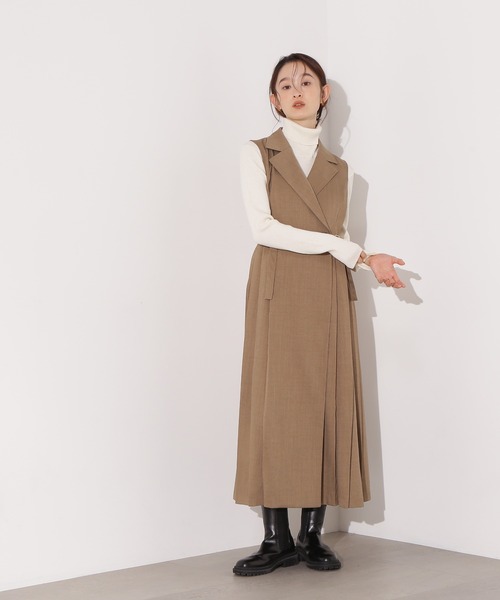 N.(N. Natural Beauty Basic)(エヌエヌナチュラルビューティーベーシック)の「【PS/低身長サイズ】サイドプリーツテーラージャンスカ(ワンピース・レディース・ダークブラウン/ベージュ・MEDIUM/P/S)」の16枚目の写真