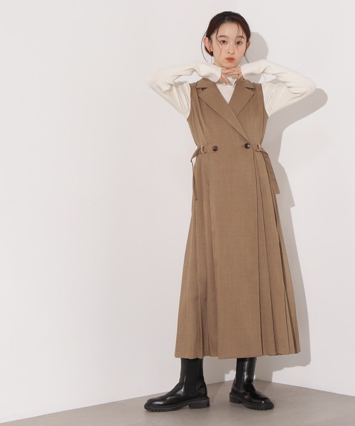 N.(N. Natural Beauty Basic)(エヌエヌナチュラルビューティーベーシック)の「【PS/低身長サイズ】サイドプリーツテーラージャンスカ(ワンピース・レディース・ダークブラウン/ベージュ・MEDIUM/P/S)」の18枚目の写真