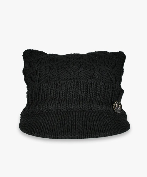 ANNA SUI（アナスイ）の「ネコ耳ニットキャップ（ニットキャップ/ビーニー・レディース・パープル/ベージュ/グリーン/ブラック・FREE）」の2枚目の写真
