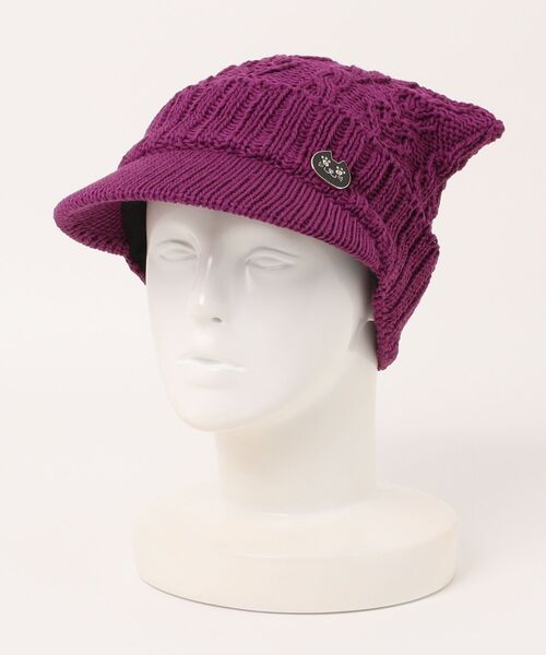 ANNA SUI（アナスイ）の「ネコ耳ニットキャップ（ニットキャップ/ビーニー・レディース・パープル/ベージュ/グリーン/ブラック・FREE）」の8枚目の写真