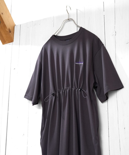 THOUSAND MILE（サウザンドマイル）の「[L's]SHORT SLEEVE DRAWCOAD OP T/C JERSEY/ショートスリーブドローコードワンピース（ワンピース・レディース・グリーン/ネイビー/チャコールグレー/グレー/ブラック/ホワイト・FREE）」の4枚目の写真