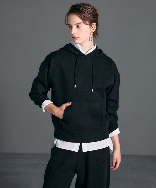 N.O.R.C(ノーク)の「【ZOZO限定】ファンクションイージーニットフーディー(ニット/セーター・レディース・ブラック/チャコール・フリー)」の1枚目の写真