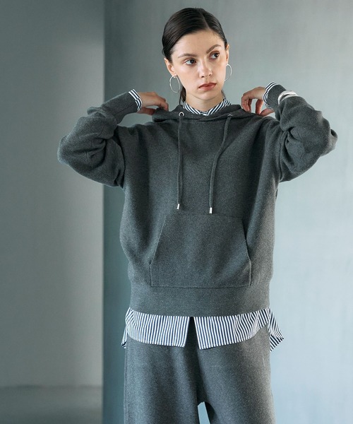 N.O.R.C(ノーク)の「【ZOZO限定】ファンクションイージーニットフーディー(ニット/セーター・レディース・ブラック/チャコール・フリー)」の5枚目の写真