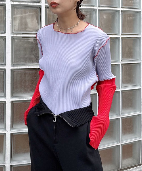 kotohayokozawa（コトハヨコザワ）の「ARM COVER TOP（Tシャツ/カットソー・レディース・ネイビー/ラベンダー/ライトベージュ・FREE）」の3枚目の写真